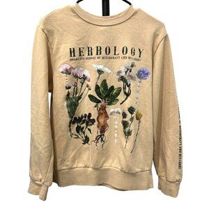 Herbology Harry Potter Sweatshirt Beige Floral Print Sz XS